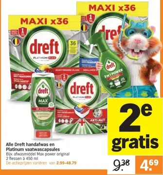 Aanbieding: Alle Dreft handafwas en Platinum vaatwascapsules