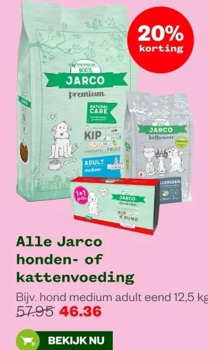 Aanbieding: Jarco honden- of kattenvoeding