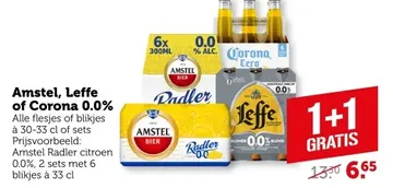 Aanbieding: Amstel, Leffe of Corona 0.0%