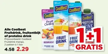 Aanbieding: Coolbest Fruitdrink, fruitontbijt of proteïne drink