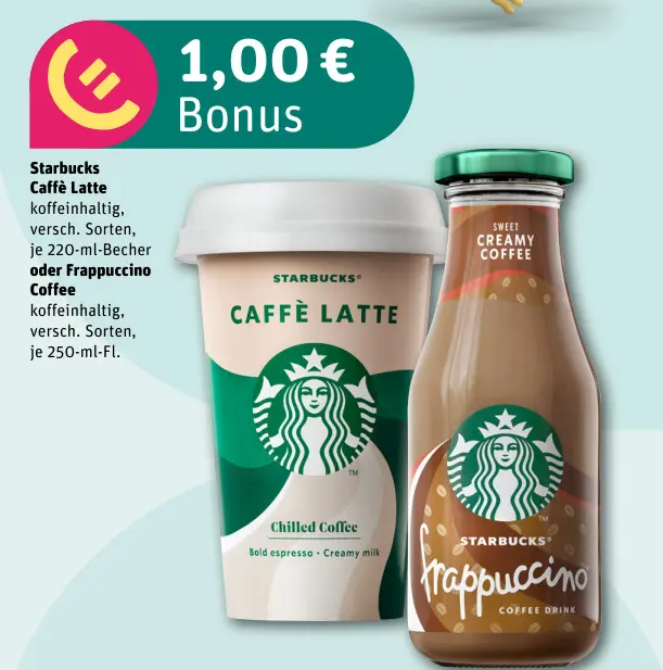 Aanbieding: Starbucks Caffè Latte oder Frappuccino Coffee