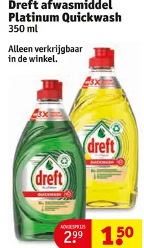 Aanbieding: Dreft afwasmiddel Platinum Quickwash