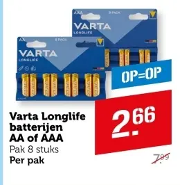 Aanbieding: Varta Longlife batterijen AA of AAA