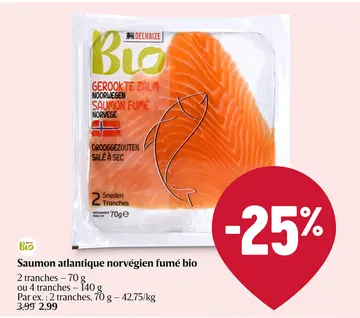 Offre: Saumon atlantique norvégien fumé bio