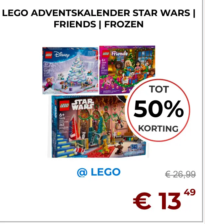 Aanbieding: Lego adventskalender Star Wars | Friends | Frozen