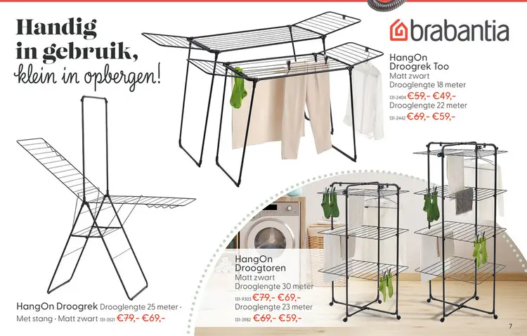 Aanbieding: Brabantia HangOn droogrek Too 18 meter matt zwart