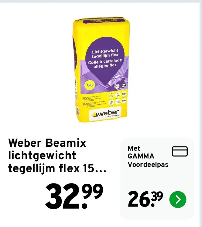 Aanbieding: Weber Beamix lichtgewicht tegellijm flex 15..