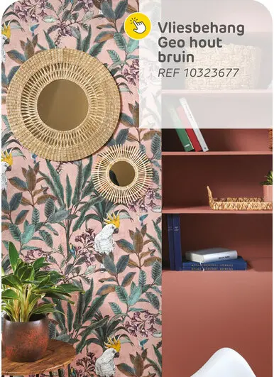 Promotie: Vliesbehang geo hout - bruin - 10,05 m x 53 cm