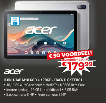 Aanbieding: ICONIA TAB M10 6GB + 128GB - ITACNTLGKEE001