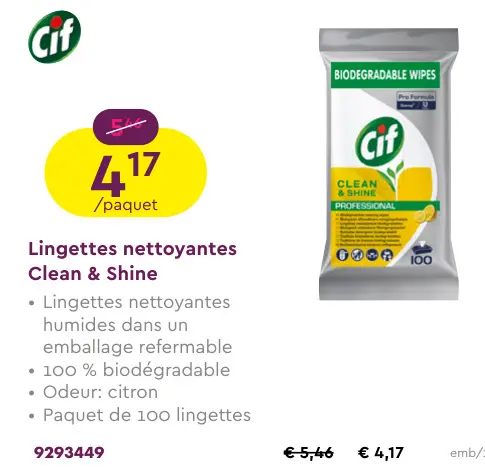 Offre: Lingettes nettoyantes Clean & Shine