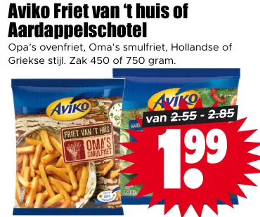 Aanbieding: Aviko Friet van 't huis of Aardappelschotel