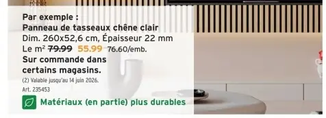 Offre: Panneau de tasseaux chêne clair