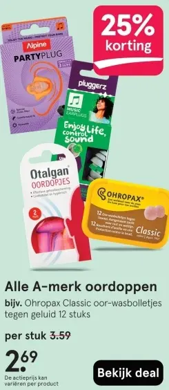 Aanbieding: Alle A-merk oordoppen