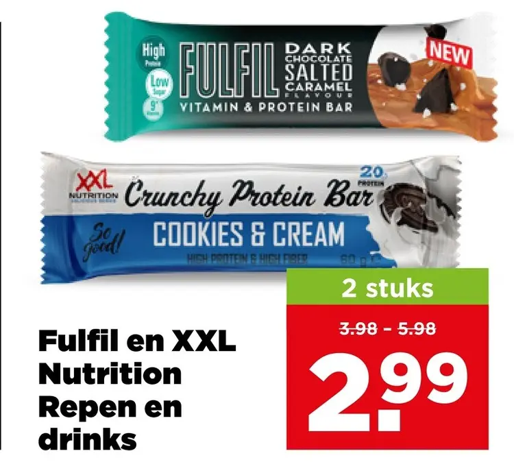 Aanbieding: Fulfil en XXL Nutrition Repen en drinks