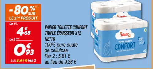 Offre: Papier toilette confort triple épaisseur x12