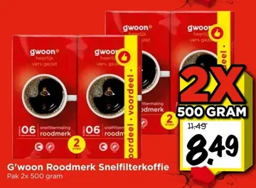 Aanbieding: G'woon Roodmerk Snelfilterkoffie