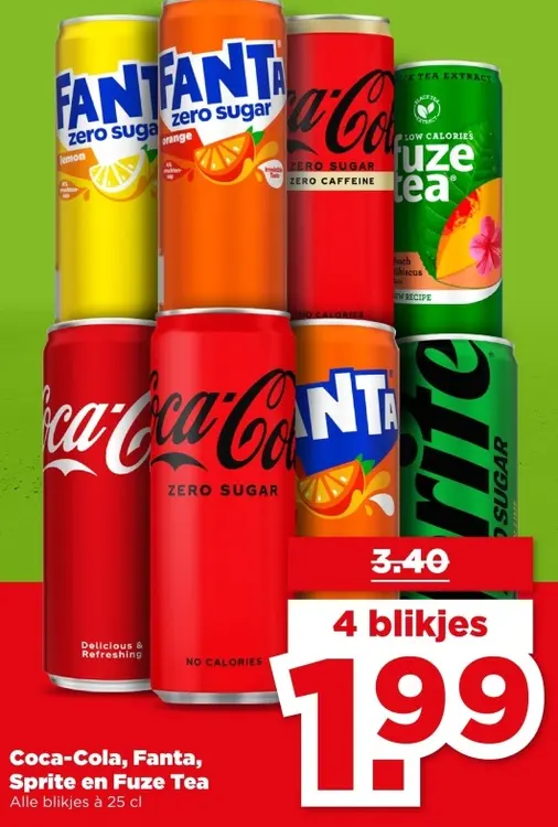 Aanbieding: Coca-Cola, Fanta, Sprite en Fuze Tea