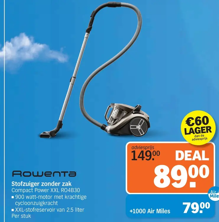 Aanbieding: Rowenta Stofzuiger zonder zak Compact Power XXL