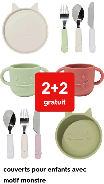 Offre: HEMA Couverts pour enfants avec motif monstre