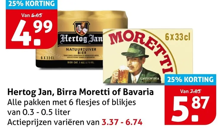 Aanbieding: Hertog Jan, Birra Moretti of Bavaria