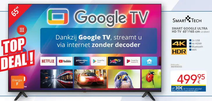 Promotie: SMART GOOGLE ULTRA HD TV 65"/165 cm LE-65VA1
