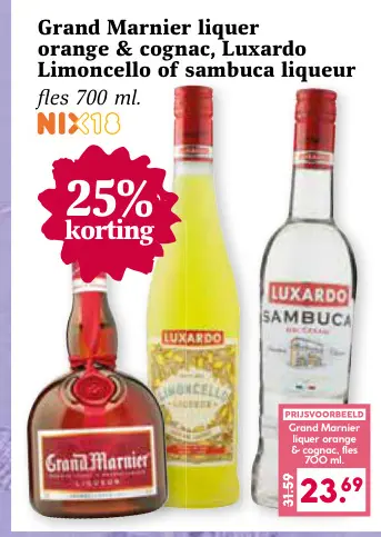 Aanbieding: Grand Marnier liquer orange & cognac, Luxardo Limoncello of sambuca liqueur