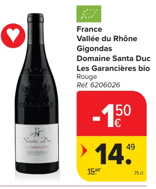 Offre: Gigondas Les Garancières bio Rouge