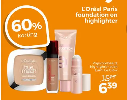 Aanbieding: L'Oréal Paris foundation en highlighter