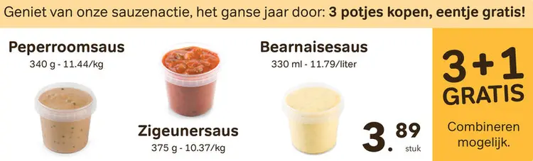 Promotie: Peperroomsaus, Zigeunersaus, Bearnaisesaus