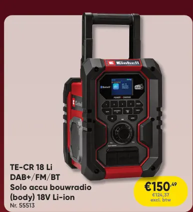 Promotie: TE-CR 18 Li DAB+/FM/BT Solo accu bouwradio