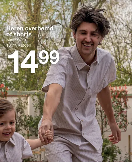 Promotie: Heren overhemd of shorts