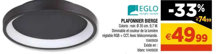 Offre: Plafonnier bierge