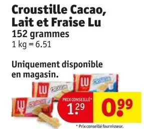 Offre: Croustille Cacao, Lait et Fraise