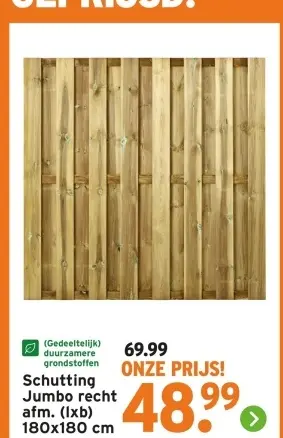 Aanbieding: Schutting Jumbo recht