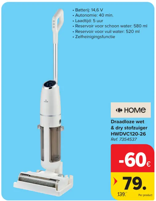 Promotie: Draadloze wet & dry stofzuiger HWDVC120-26
