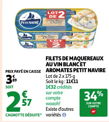 Promotie: Filets de maquereaux au vin blanc et aromates