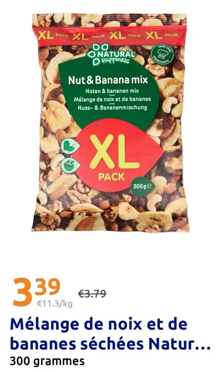 Offre: Mélange de noix et de bananes séchées Natur..
