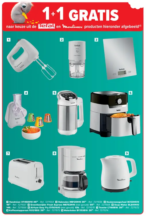 Promotie: Handmixer, hakmolen, keukenweegschaal, groentesnijder, soepmaker, airfryer, toaster, koffiezetapparaat of waterkoker