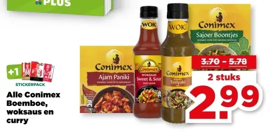 Aanbieding: Conimex Boemboe, woksaus en curry