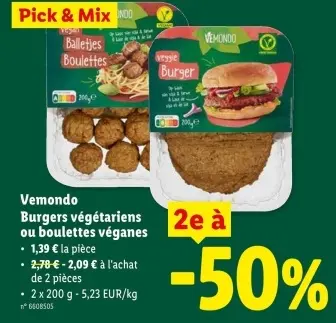 Offre: Burgers végétariens ou boulettes véganes
