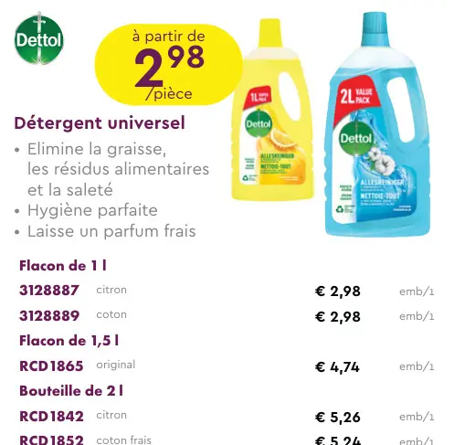 Offre: Détergent universel