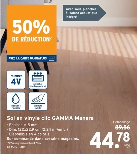 Offre: Sol en vinyle clic GAMMA Manera
