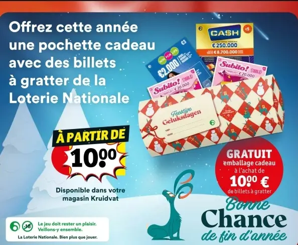 Offre: Pochette cadeau avec des billets à gratter
