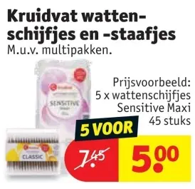Promotie: Kruidvat wattenschijfjes en -staafjes