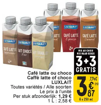 Offre: Café latte ou choco / Caffè latte of choco