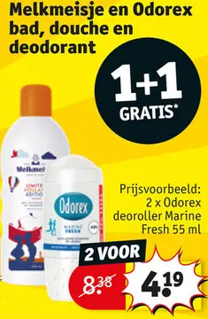 Aanbieding: Melkmeisje en Odorex bad, douche en deodorant