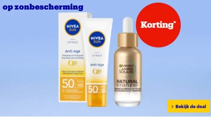 Aanbieding: Nivea Sun UV Face Anti-Age Q10, Garnier Ambre