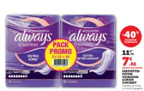 Aanbieding: Serviettes fuites urinaires