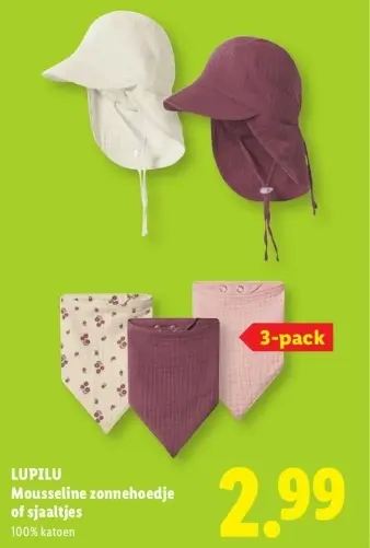 Aanbieding: Mousseline zonnehoedje of sjaaltjes