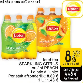 Offre: Iced tea SPARKLING CITRUS ou / of PEACH